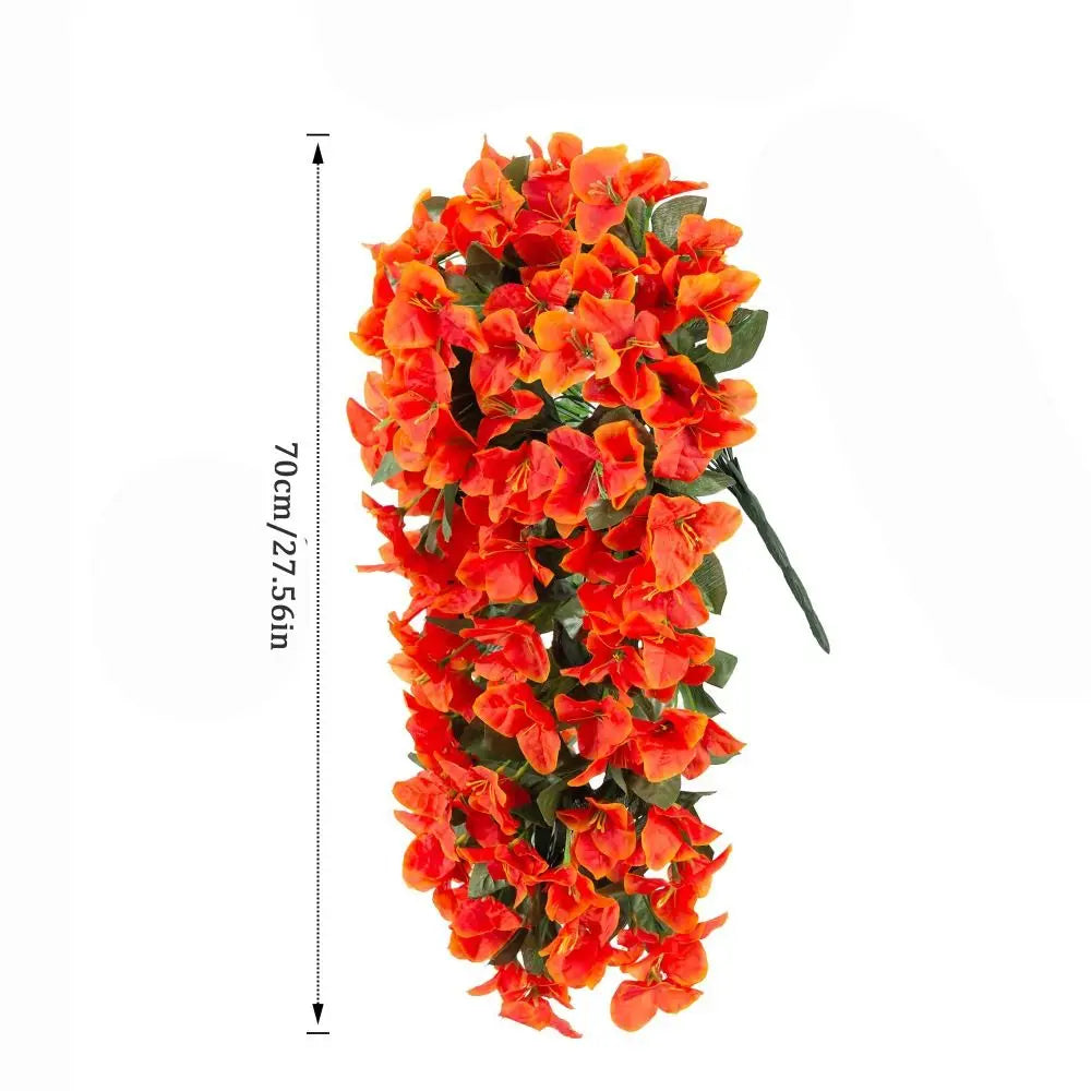 A vertical display of vibrant orange faux bougainvillea vine flowers, measuring 70cm long.