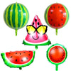Trois grands ballons en papier d'eau de watermelon verts, rouges et roses.