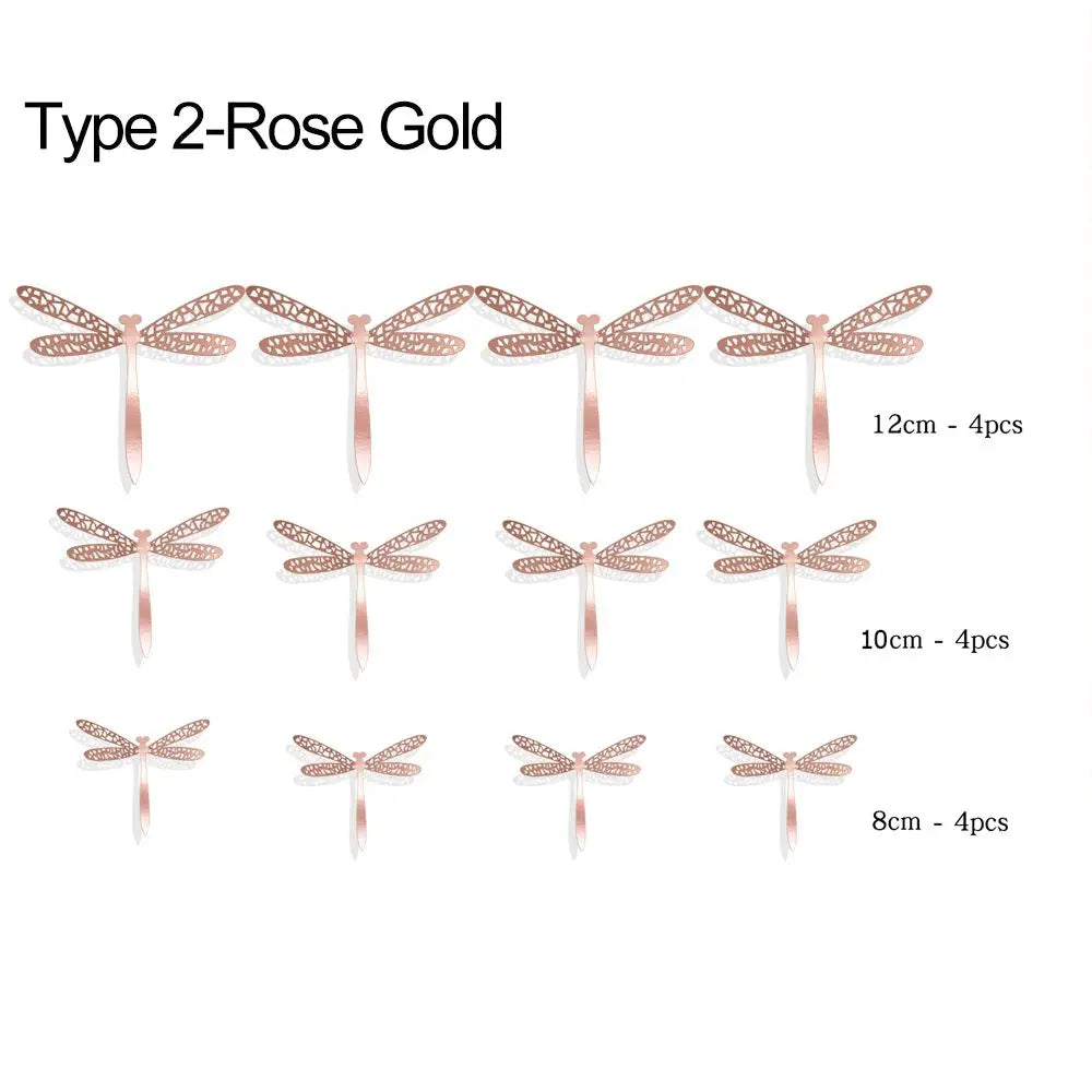 Set von Type 2-Rose Gold Schmetterlings-Wandaufklebern in verschiedenen Größen und Mengen