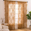 Vintage Golden Floral Lace Sheer Curtains with Ruffled Edge