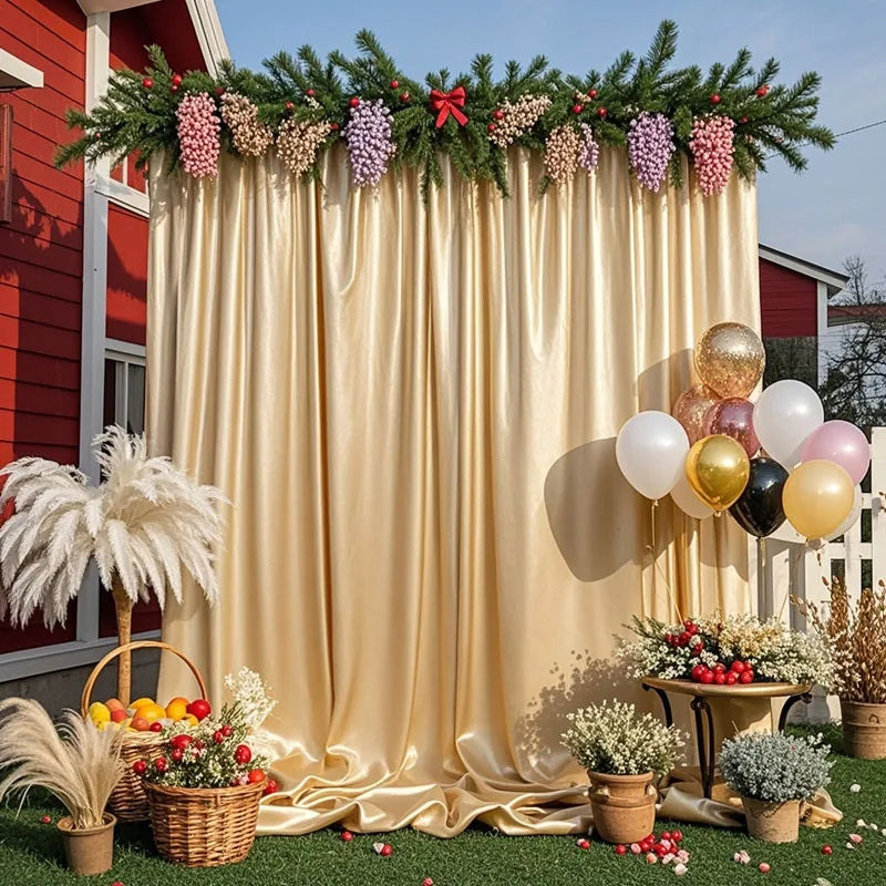 Elegant Satin Backdrop Curtain for Weddings and Events
