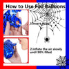 Instructions for making a spider web decoration using foil balloons and a straw.