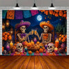 Day of the Dead Skeleton Carnival Backdrop for Halloween Party Decorations