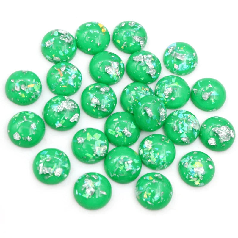 Mixed Color Resin Cabochons with Metal Foil Backing for Jewelry Making