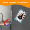 Strong magnetic photo frames demonstrating the attraction between North and South poles on a glass frame.