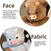 Close-up view of a fluffy brown Highland cow plush toy face and a white Highland cow plush toy face.