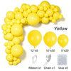 Yellow latex balloon garland kit featuring balloons, ribbon, chain, and glue for party decor