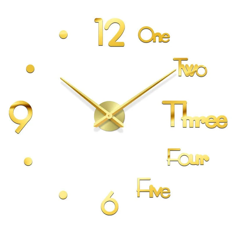 A modern 3D acrylic wall clock showing the numbers 1 through 12 on a white background.