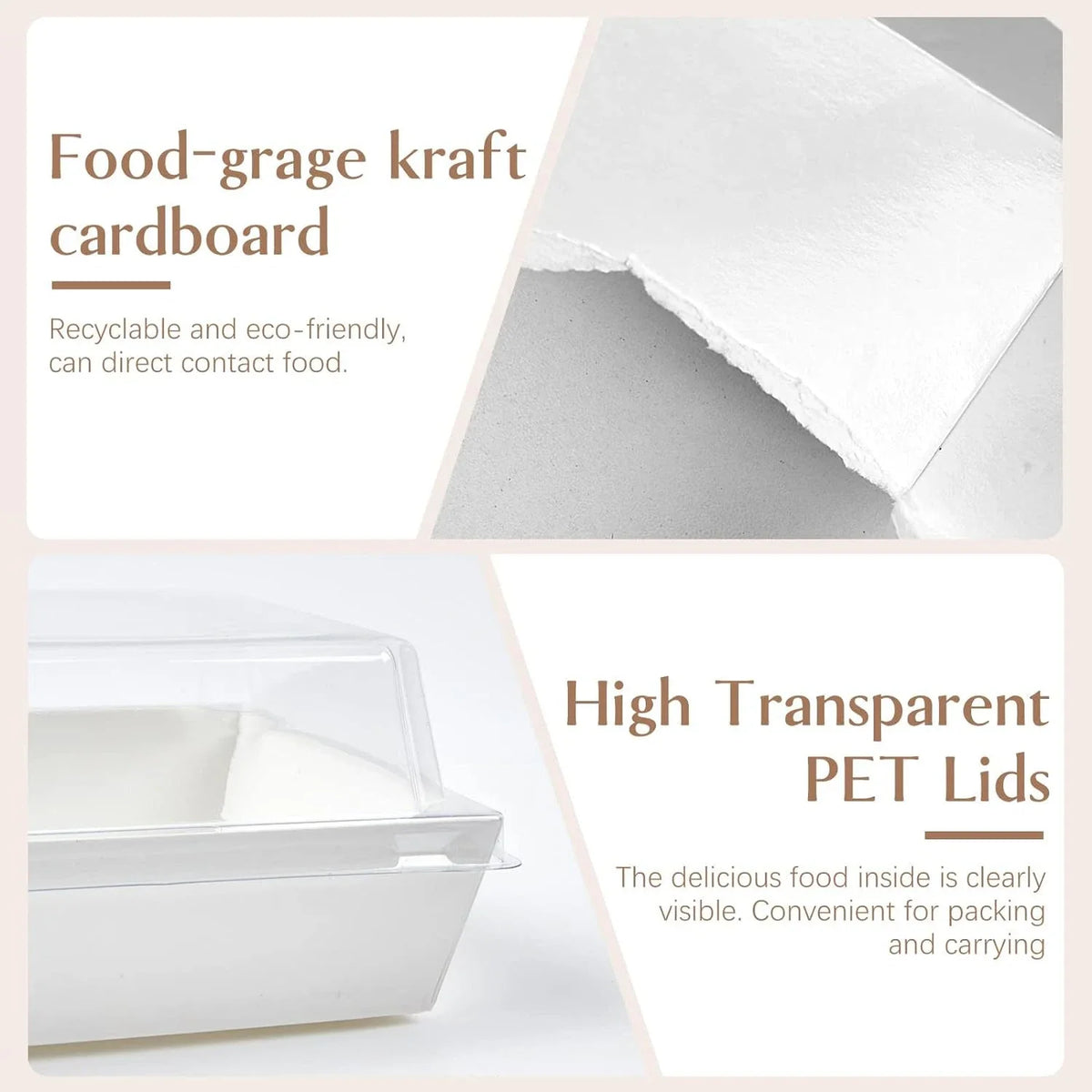 Image showing food-grade kraft cardboard and high transparent PET lids for packaging