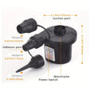 Schwarze portable elektrische Luftpumpe mit verschiedenen Adaptern und einem Hauptrahmen
