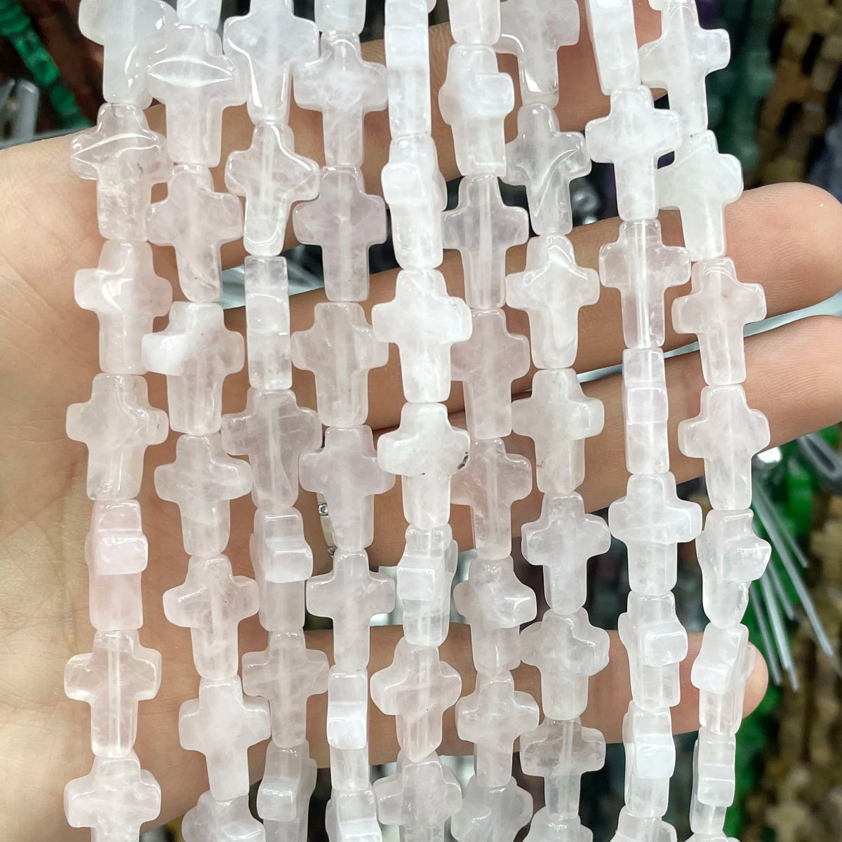 Natural Stone Cross Beads for Jewelry Making