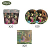 Set of 60 party supplies including cups, plates, and balloons featuring Masha and the Bear characters