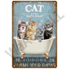 A vintage metal sign featuring five cats in a bathtub, advertising Cat & Co. Bath Soap.