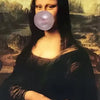 A portrait of a woman with long dark hair and a translucent purple sphere obscuring her face.