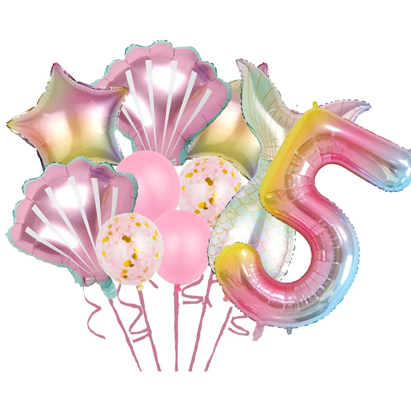 Purple Mermaid Birthday Party Supplies Kit for Girls