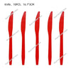 Ten pieces of red acrylic knives measuring 16.1 times 3 centimeters
