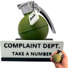 Grenade Complaint Department Desk Sign