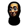 A black full-face PU mask with a comical, wide-eyed expression.