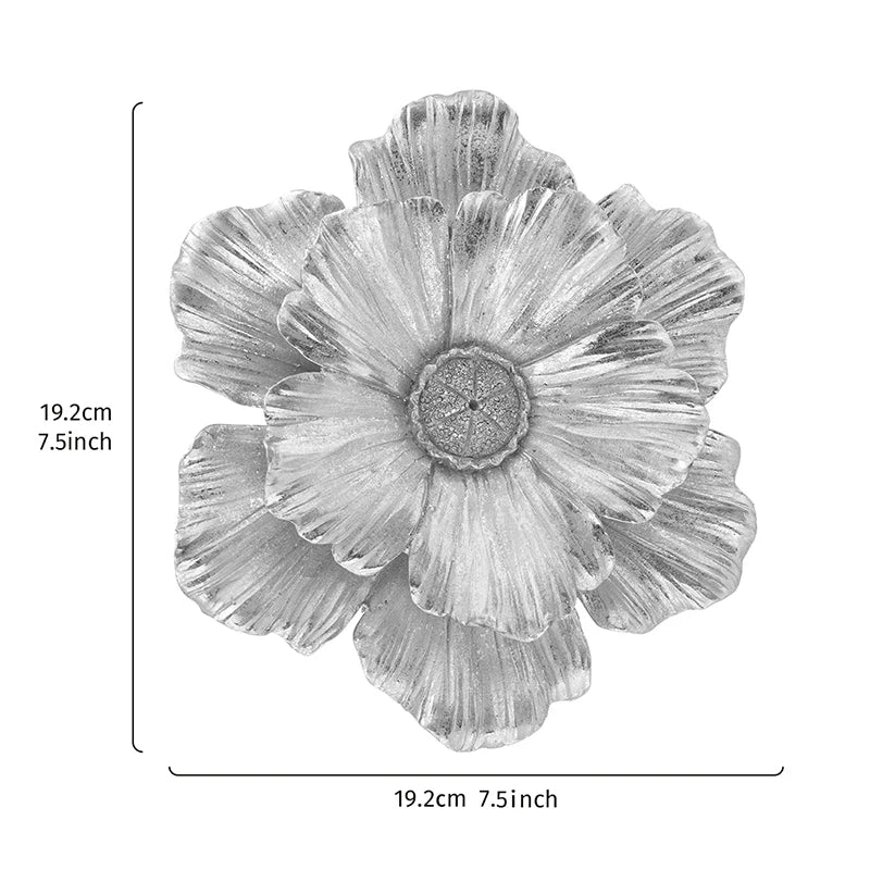 A detailed illustration of a large, multi-layered flower-shaped resin wall art piece.
