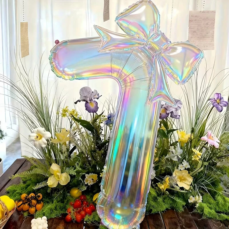 Iridescent Number Balloon Kit with Bowknot Accent