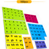 Colección de piezas magnéticas coloridas con letras del alfabeto para práctica de fonética y ortografía.