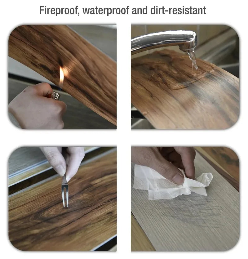 Self-Adhesive Wood Grain Floor Stickers (10-Pack)