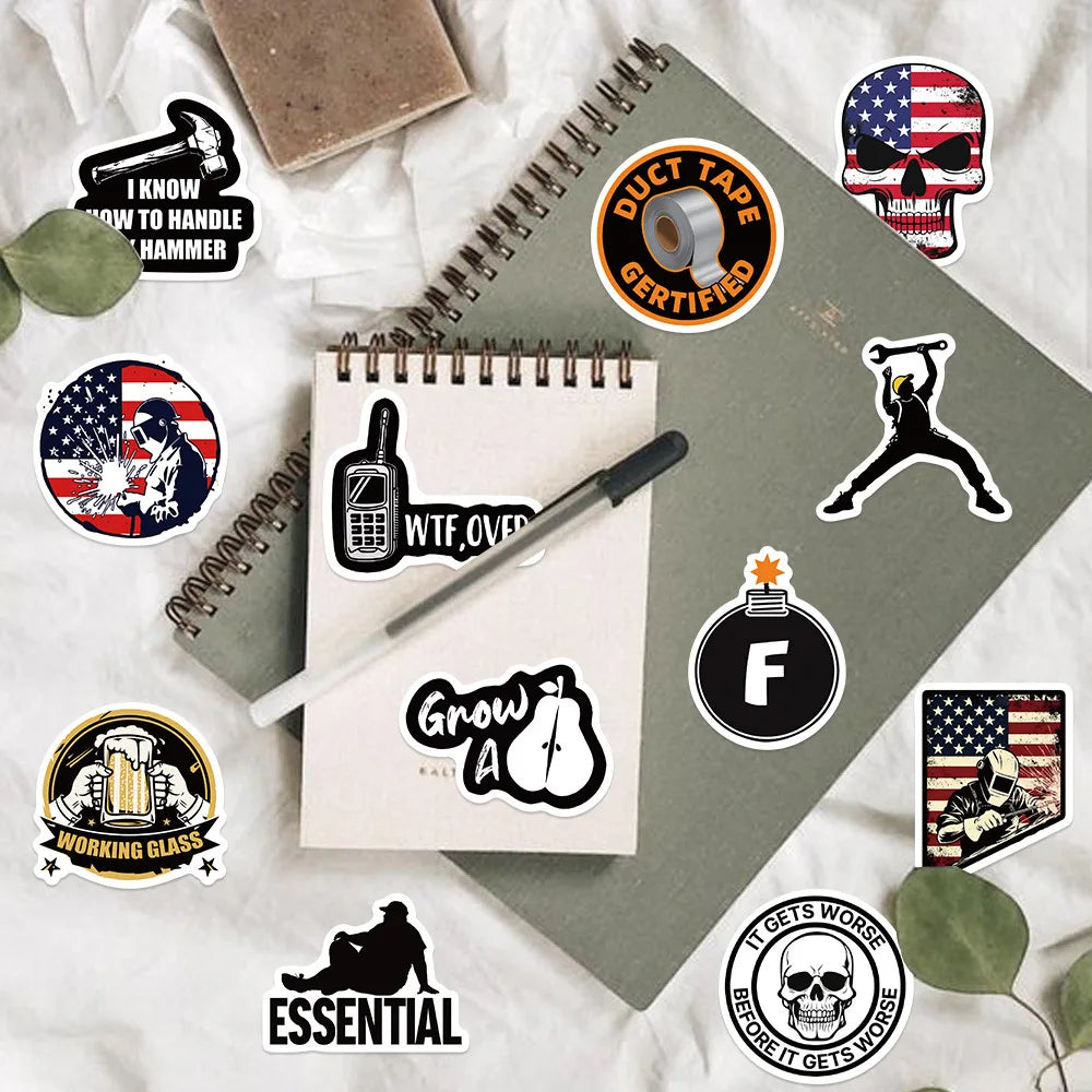 Funny Hard Hat Stickers for Construction Workers and DIY Enthusiasts