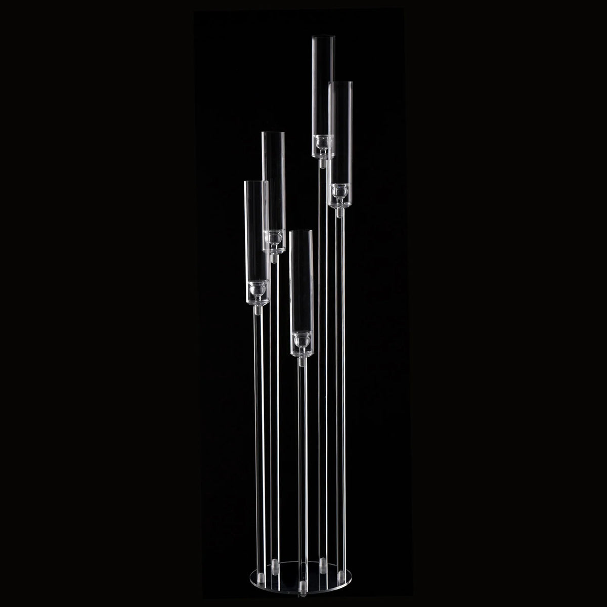 Cinq bras de chandeliers en acrylique LED transparent pour la décoration intérieure.