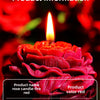 Nahaufnahme einer roten Rosenkerze mit Flamme vor dunklem Hintergrund