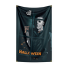 A dark banner featuring a stylized mask of Michael Myers with text that reads The Night He Came Home!