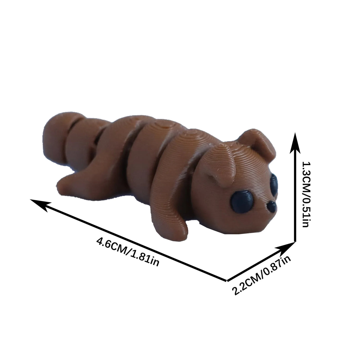 A brown, cylindrical 3D printed cartoon animal figurine resembling a hedgehog or similar creature.