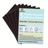 A package of five flexible magnetic adhesive sheets with instructions for use