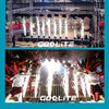 A stage performance featuring a cold spark machine creating bright white plumes of sparks against a dark background.