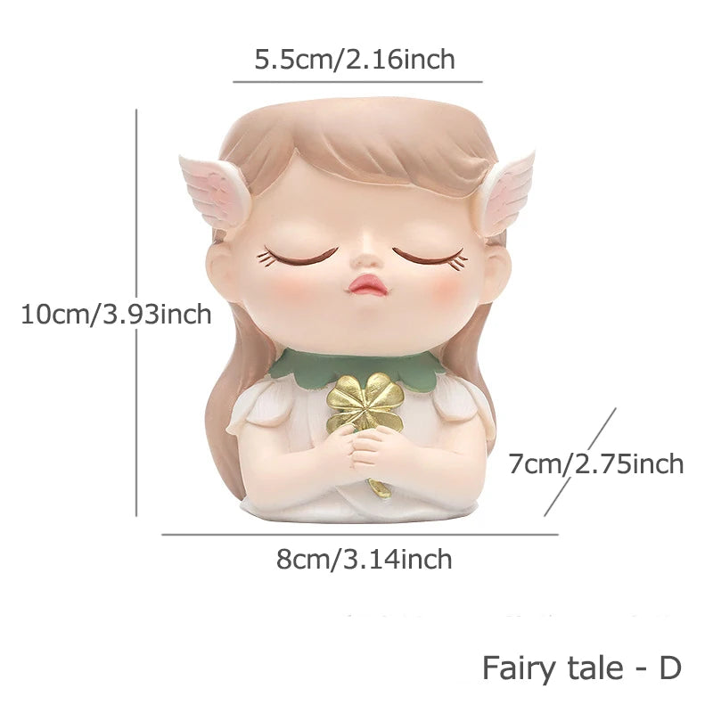 Resin Cartoon Girl Flower Planter