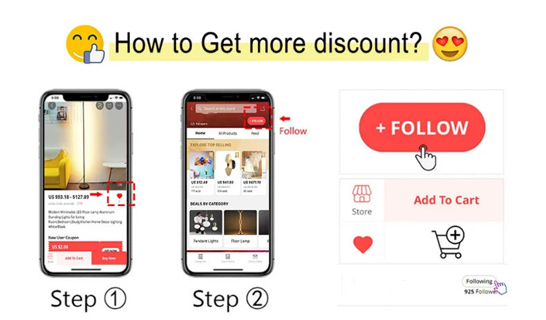 A step-by-step guide showing how to get a discount on Modern Bubble Crystal LED Wall Sconces through an online platform.