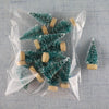 Set of 12 Snow-Flocked Mini Christmas Trees with Wooden Bases