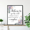 Modern scripture print featuring a watercolor floral design and the Spanish Bible verse Dichosa tú que has creído from Lucas 
