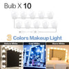 Ten bulbs of multicolor makeup light for a vanity mirror, shown in nature white, cold white, and warm white.
