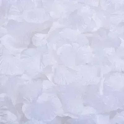 Close-up texture of white simulation silk rose petals for event decor