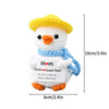 Handmade crochet potato doll with a yellow hat and blue scarf featuring an inspirational slogan