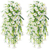 Artificial morning glory hanging vines in white and green for floral decoration