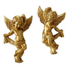 A pair of golden cherub angel wall decor figures with wings.