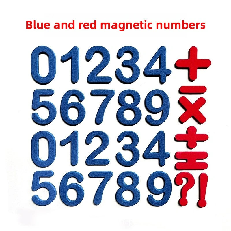 Blue and red magnetic numbers and letters set for learning