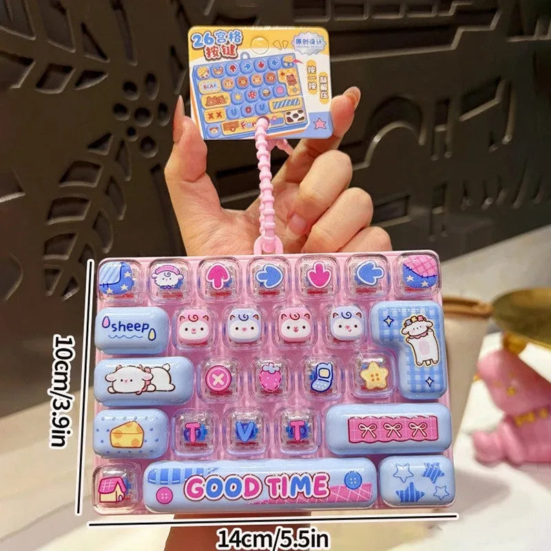 Giant Keycap Fidget Clicker Keychain Set