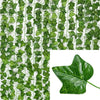 Green artificial ivy vine garland covering a surface for home decor
