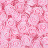 A dense bulk pack of realistic pink foam rose flowers for weddings and events.
