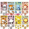 A collection of cartoon animal puzzle stickers featuring various animals like tigers, elephants, monkeys, and bears.