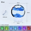 A blue 3D Quicksand LED table lamp showing seven different color variations.