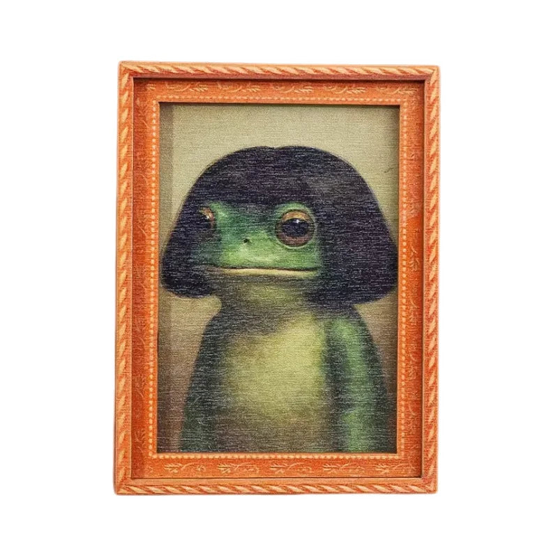 Whimsical Frog Wooden Fridge Magnets with Retro Charm