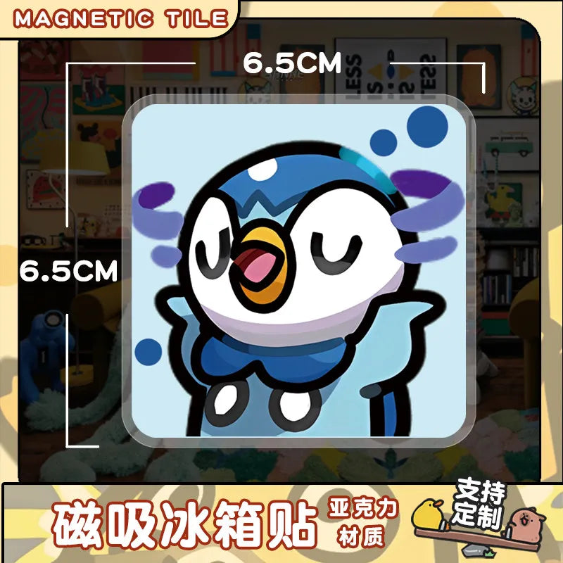 A cute blue penguin character design for a magnetic tile or fridge magnet.